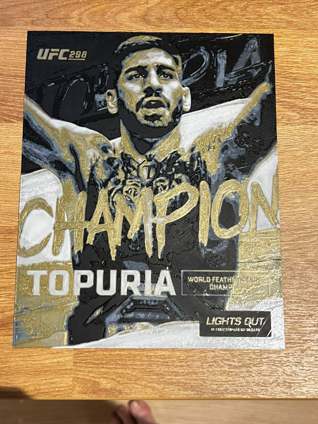 ilia topuria champion hueforge by navibp3d art 2d campeon ufc spain 3D print model - Mito3D