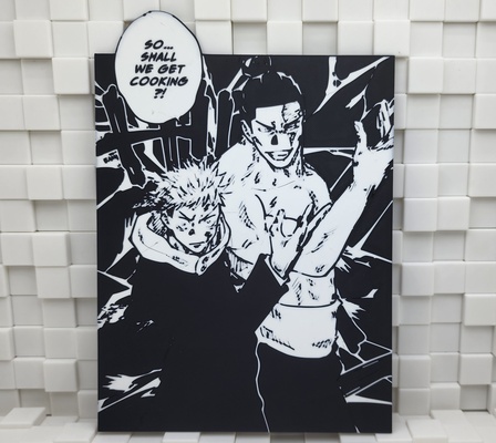 yuji itadori & todo cooking - jujutsu kaisen ams by triple g workshop art signs logos mmu jj multicolor anime comics awesome curse fight jjk yugi 3d print model - Mito3D