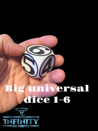 1-6 big universal dice games by infinity 3d prints toys & funny fun game night die easy kids dungeon dragons warcraft magic 3d print model - Mito3D