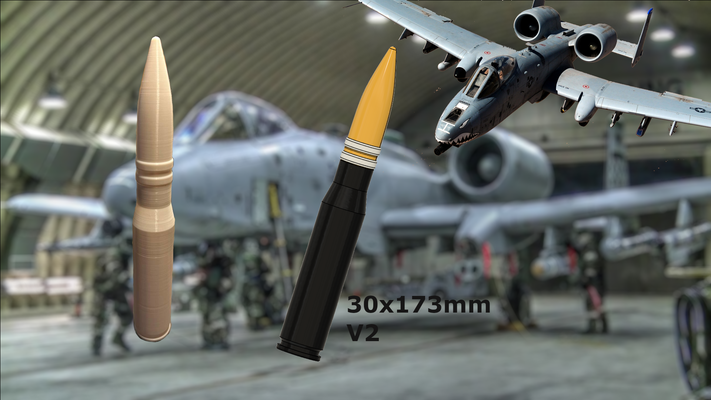 30x173mm a-10 bullet container v2 1 scale by loop tools gadgets 30mm case 30 mm a10 10 thunderbolt warthog gau8 gau-8 gun miniguns stash plane decor decorate version 173 30x173 3d print model - Mito3D