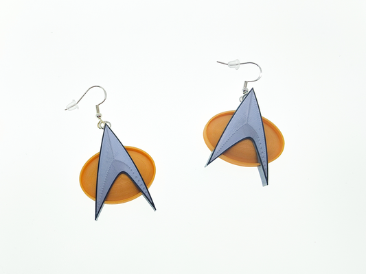 star trek generation communicator badge earrings by jinivus 3d fashion gen earring jewellery jewelery keyring keychain necklace pendant journey tng startrektng jewelry 3d print model - Mito3D