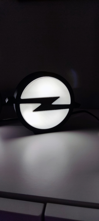 opel logotipo lampe by bi o1 arte sinais logotipos luminária carros tischlampe lâmpada mesa conduziu 3d print model - Mito3D