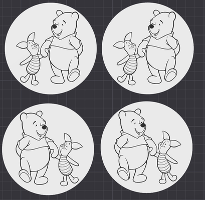 winnie pooh maialino diverso sottobicchiere untersetzer by sqdsl ger domestico casa modelli the pooh titolare supporto bevanda bevande drinkcoaster orso 3d print model - Mito3D