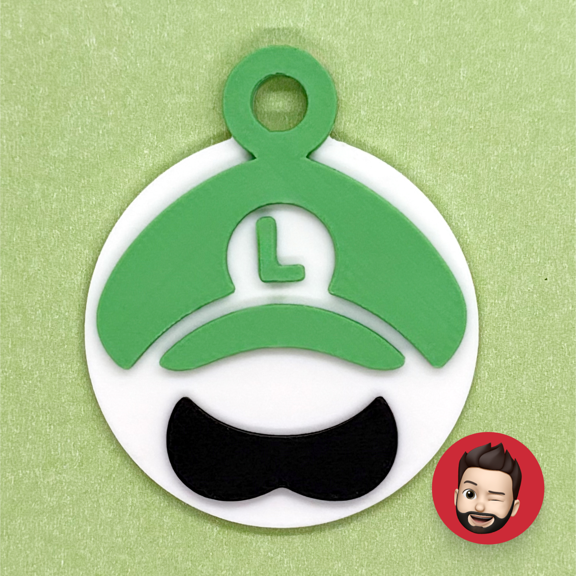 luigi bigode chaveiro by nicodeimos moda joalheria chave anel argolas correntes chaveiros porta chaves vídeo jogos videogame mario orelha orelhas brinco brincos magnético ímãs nintendo 3D print model - Mito3D