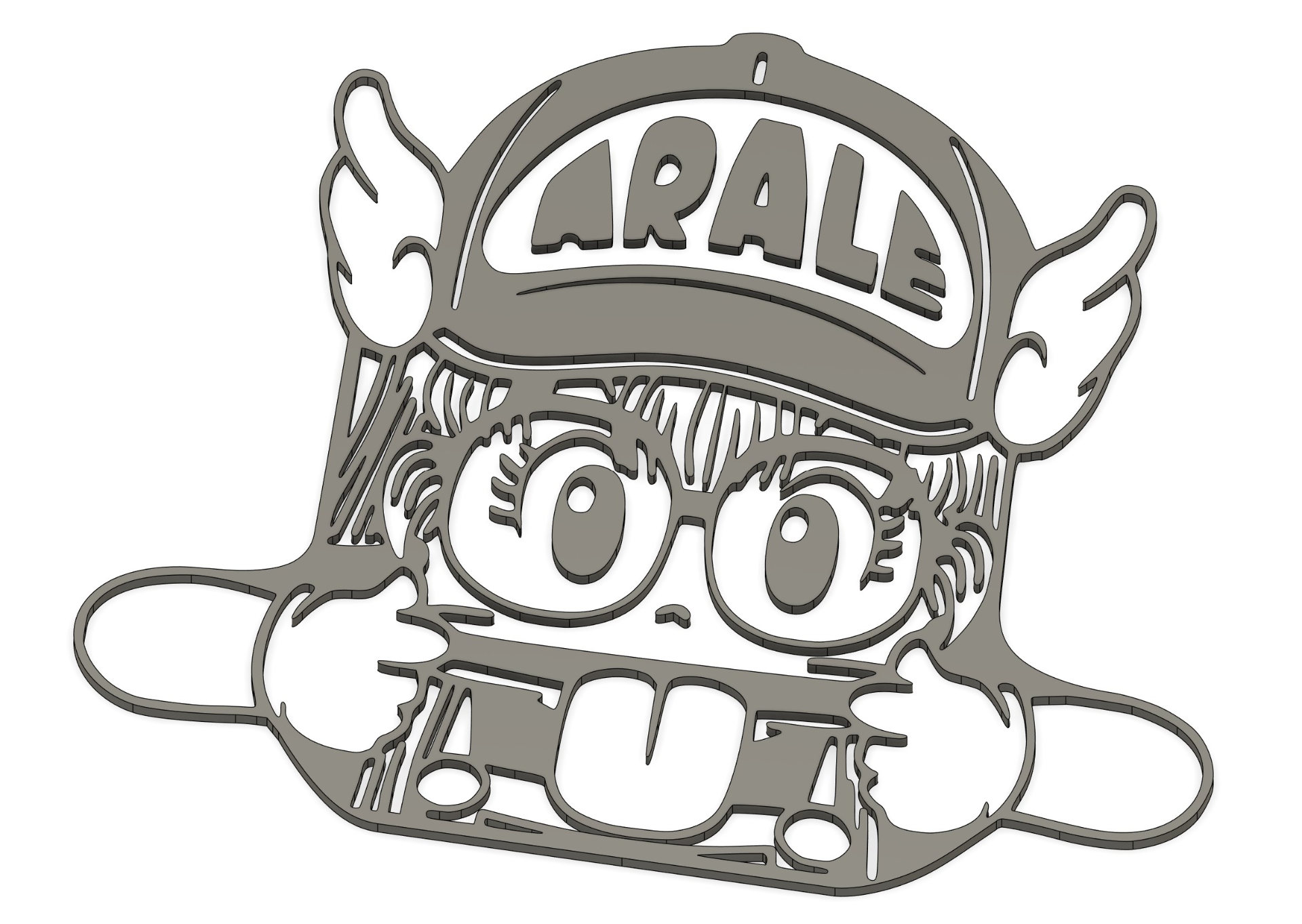 arale lengua by lopa3d arte 2d anime pared depresión 3D print model - Mito3D