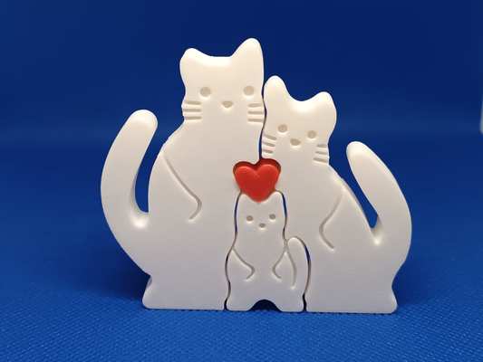 gato família decoração 3 componentes by valeria momo mattia miniaturas animais gatos amar enfeite miau miao 3d print model - Mito3D