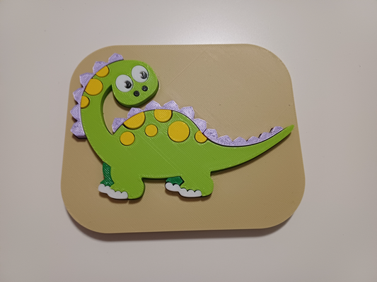 happy dino - puzzle kids by kiron 21 toys & games puzzles dinosaurus gift toy children game color boardgame 3d print model - Mito3D