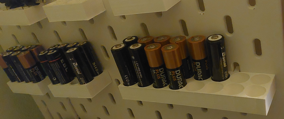 16xaa batteries ikea skadis by draketech tools organizers sk dis battery aa orgainizer 3d print model - Mito3D