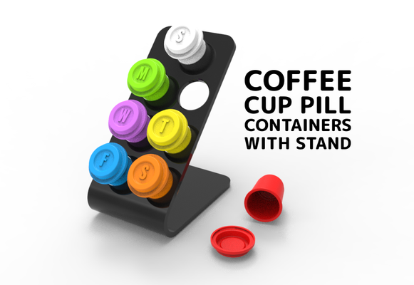 kaffee tasse pille behälter stand by abonnieren haushalt haus modelle zubehör container flasche fall mantel veranstalter deckel küche badezimmer zubehörteil schlafzimmer klein reise 3d print model - Mito3D