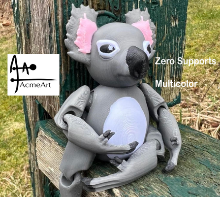 koala ayı yazdır in yer mafsallı eklemli hayvan oyuncak renkli uyumlu ön boyalı by kabul oyuncaklar oyunlar karakterler esnek no destekler ams 3d print model - Mito3D