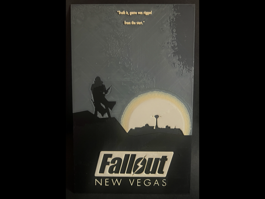 fallout - vegas poster by regis art 2d 2 3 4 76 newvegas game videogame logo pipboy pip-boy bethesda retro vaulttec vault-tec vault tec sign hue hueforge forge boy wall plate rpg shelter wasteland 3d print model - Mito3D