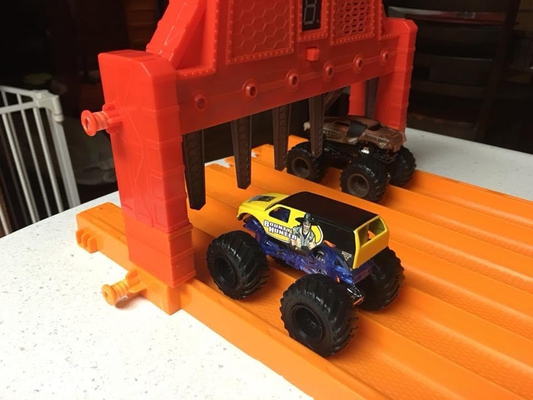 hotwheels 6 lane track gate risers 1 64 monster trucks by chainsawgraphics toys & games jam truck car race diecast matchbox 3d print model - Mito3D