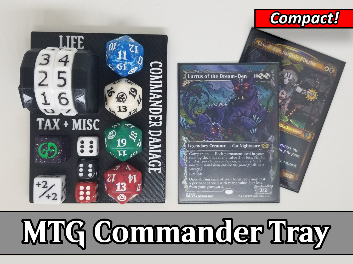 mtg commander edh tray - compact remixed by themakersphere toys & games magic gathering magicthegathering card game accessories 3D print model - Mito3D