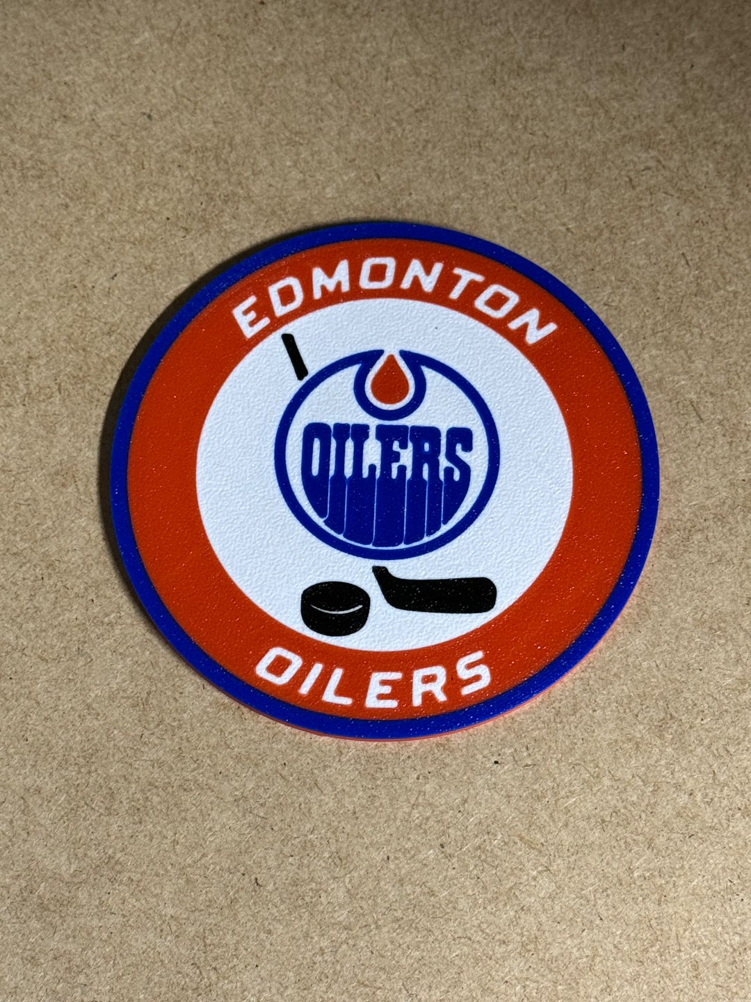 edmonton oliatori nhl hockey personalizzato logo sottobicchiere by jabhook arte segni loghi canucks re squali anatre kraken fiamme d'oro cavalieri pacifico divisione 3D print model - Mito3D