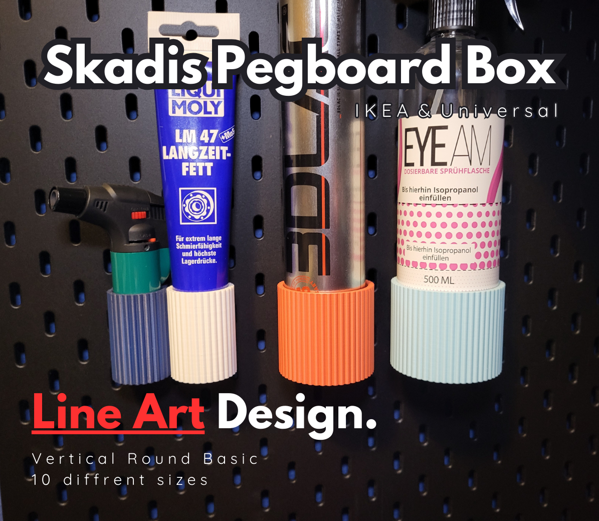 skadis universal caixa by arte projeto 3d ferramentas organizadores recipiente ikea sk dis suporte cola garrafa pegboard high speed fio favo mel armazenamento parede multiboard acessório 3D print model - Mito3D