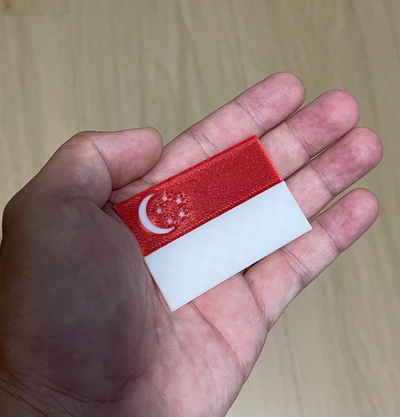 singapur bayrak kart mıknatıs toplu iğne rozet ams by baskı noobie sanat 2d bilimi singapur bayrağı etiketi rozeti iğnesi mıknatısı 3d print model - Mito3D