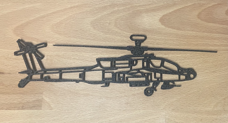 ah-64d apache silhouette wall art by loop 2d ah64 ah64d ah-64 heli helicopter wallart decor decorate attack gun 3d print model - Mito3D