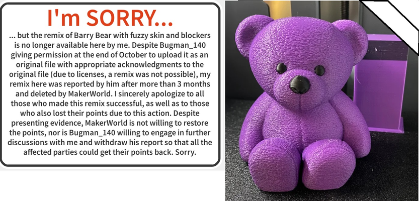 barry bear remix statement sign by shortytheone toys & games fuzzy 3d print model - Mito3D