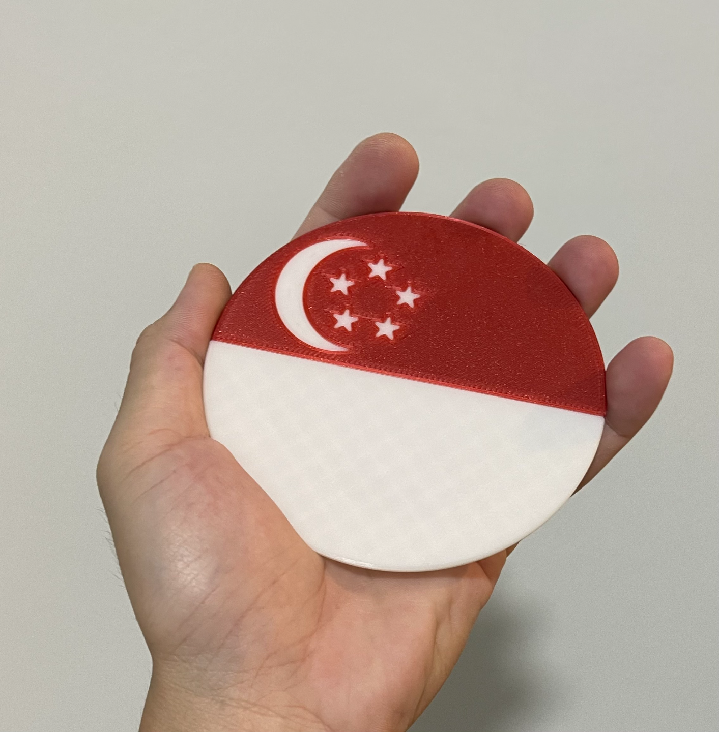 singapur bayrak bardak altlığı by baskı noobie sanat 2d singapur bayrağı bilimi 3D print model - Mito3D