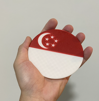 singapour drapeau coaster by imprimernoobie art 2d vexillologie 3d print model - Mito3D