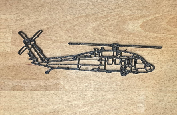 uh 60 siyah şahin siluet duvar sanat by döngü 2d sanatı uh60 kara şahin dekor süslemek helikopter 3d print model - Mito3D