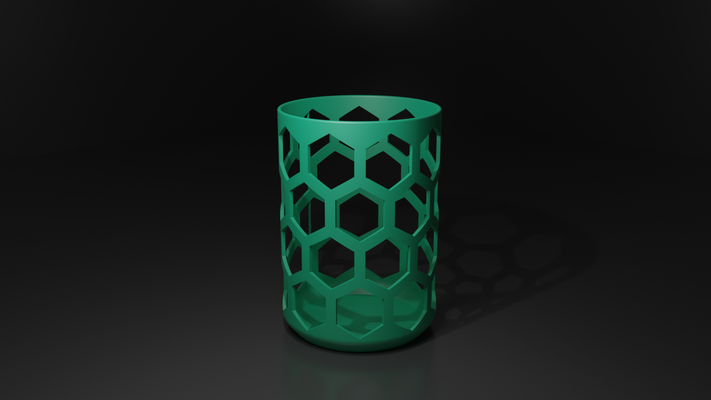 stiftbecher polygonloch by grafi luk haushalt büro tasse bleistift bleistift kugelschreiber schere polygon eimer container 3d print model - Mito3D