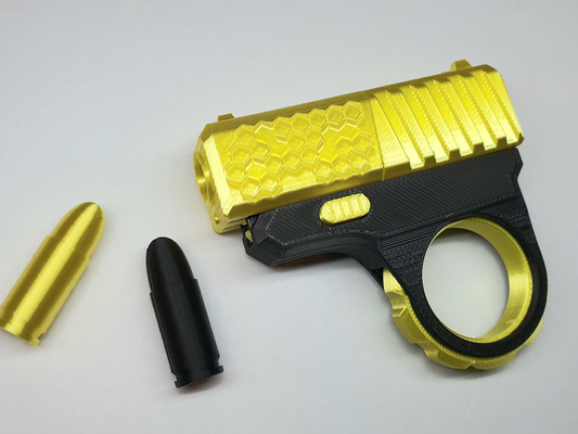 pistolet jouet agiter fileur by vie outils gadgets gadget main 9mm luger stress anti amusement 3d print model - Mito3D