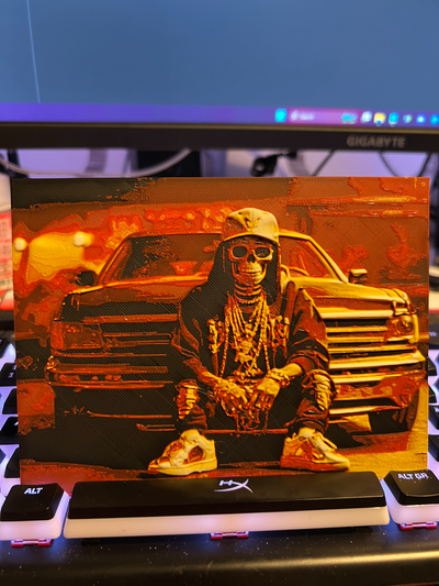 gangsta squelette forge chapeaux by bobbanski génératif 3d modèle lithophane voiture art 3d print model - Mito3D