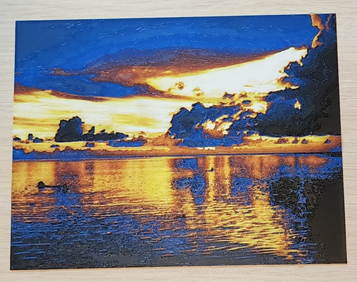 pôr sol at lago forja chapéus by brianstan arte 2d oceano relaxante nascer lindo filamento pintura 3d print model - Mito3D