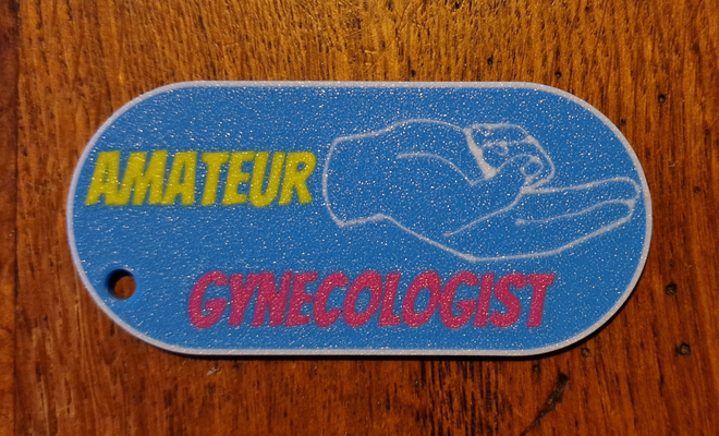 amateur gynecologist keychain by bj rnb art signs & logos funny gift 3d print model - Mito3D