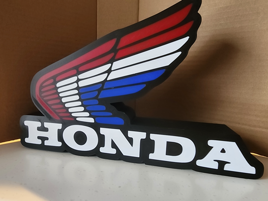 retro honda flügel licht box by phalanx kunst modelle leuchtkasten motorrad zeichen lampe mehrfarbig 3d print model - Mito3D