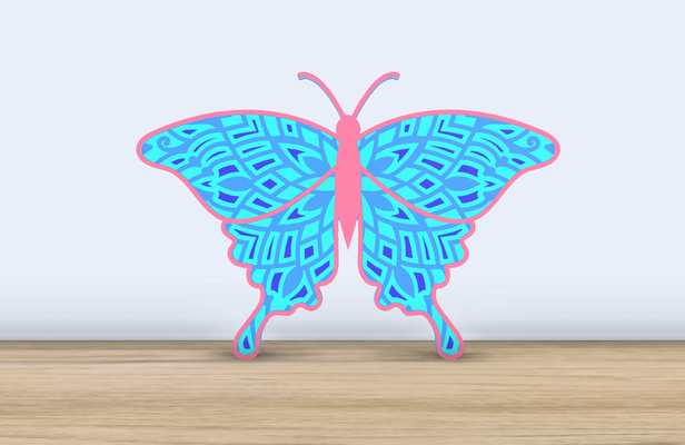 borboleta mandala arte by jf 699 2d borboletas inseto parede escritório acessórios acessório multi cor multicolorido impressão projeto fusão fusion360 decoração primavera páscoa 3d print model - Mito3D