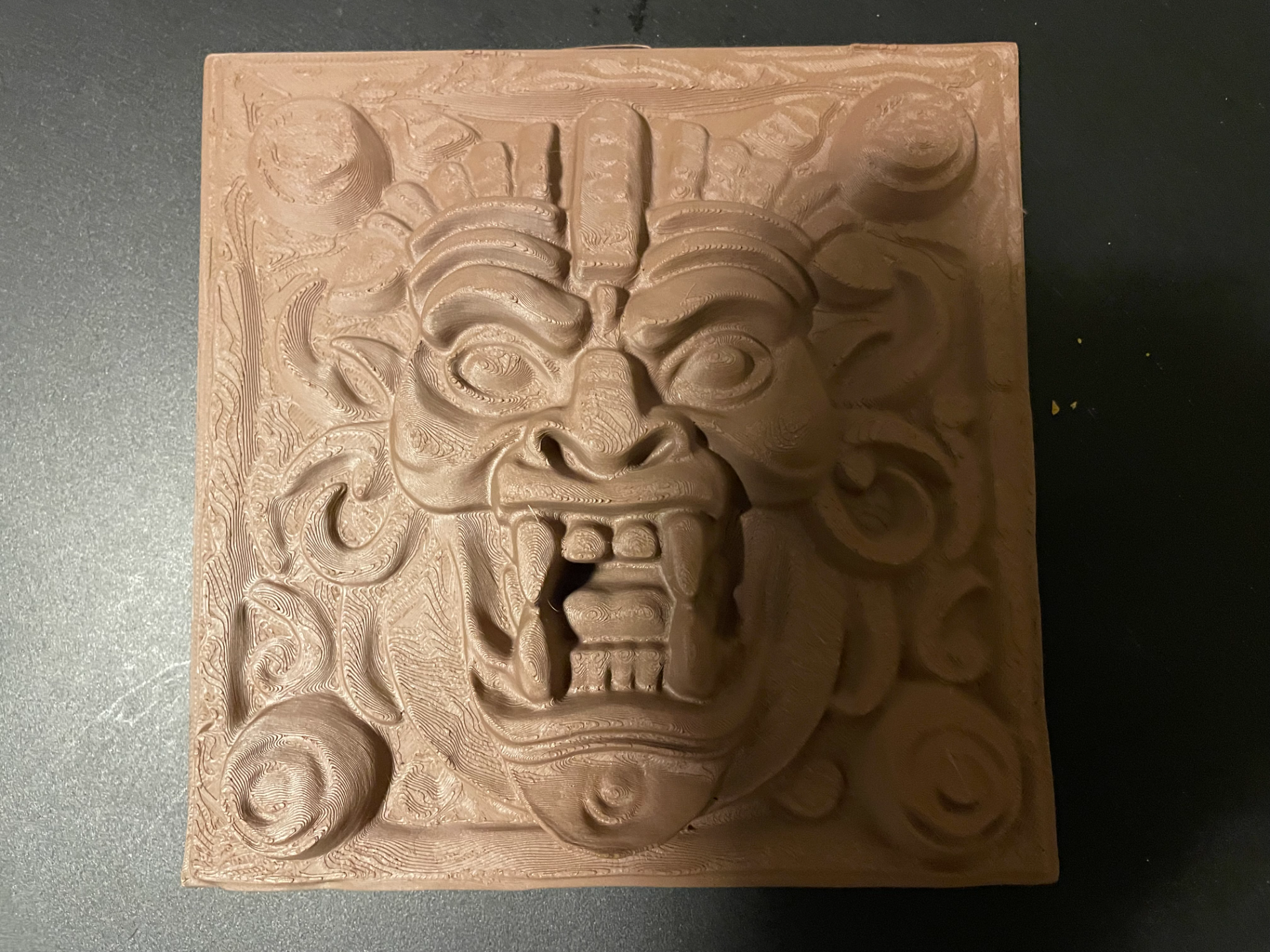 mayan style fierce creature bas-relief by dattilionm art sculptures ai generated blender stencil 3D print model - Mito3D