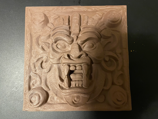 mayan style fierce creature bas-relief by dattilionm art sculptures ai generated blender stencil 3d print model - Mito3D