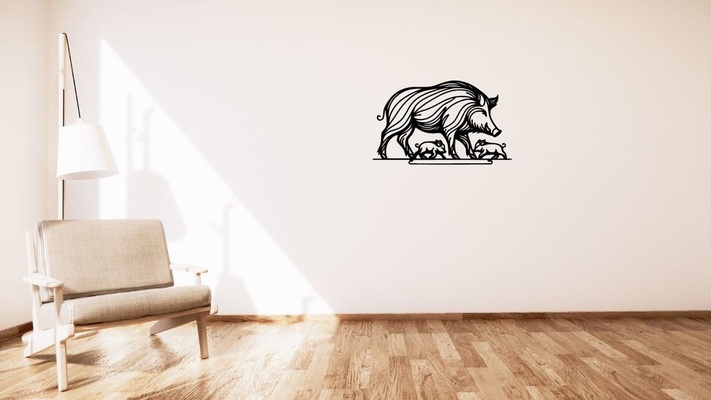 salvaje cerdo lechones divas sellado pared decoración by kutnohormac arte 2d 2dart 2dwallart 3dart 3dwallart animal animales dormitorio hogar casa sala minimalista mural montaje 3d print model - Mito3D