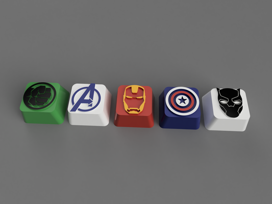 keycap set marvel cherry mx remixed by nowayout1980 tools gadgets avengers computer hulk ironman captainamerica 3d print model - Mito3D