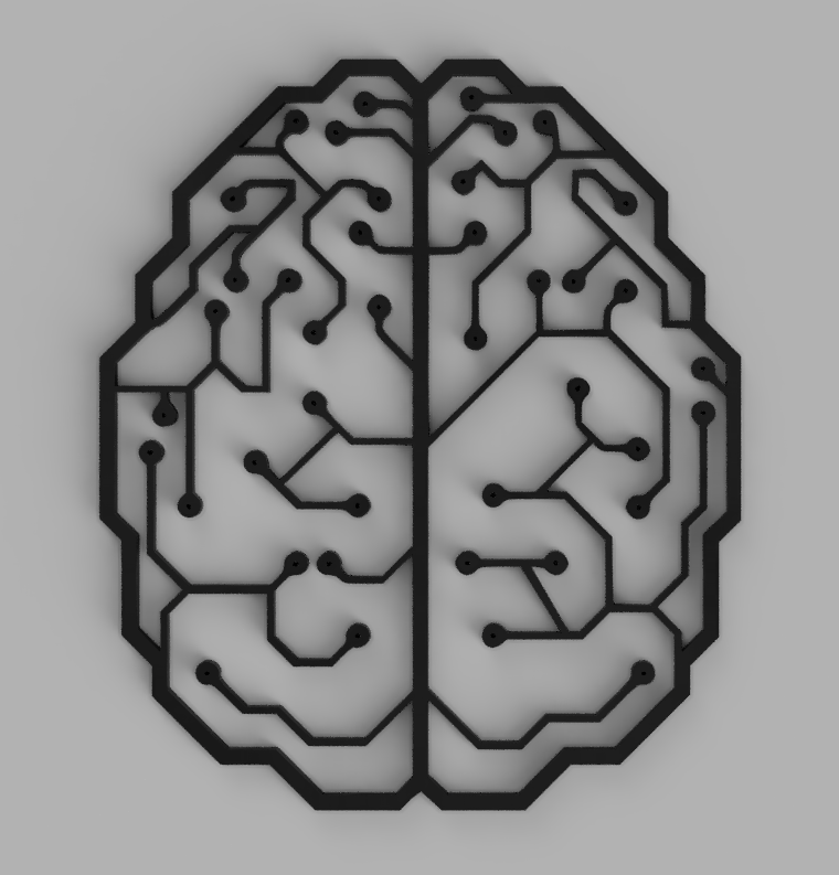 cerebro circuito 2d by nowayout1980 arte señales logos 2dwallart 3D print model - Mito3D