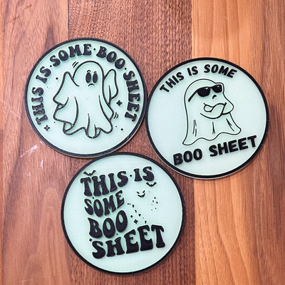 boo sheet ghost coaster by speedlimit31 art models coasters halloween 3d print model - Mito3D