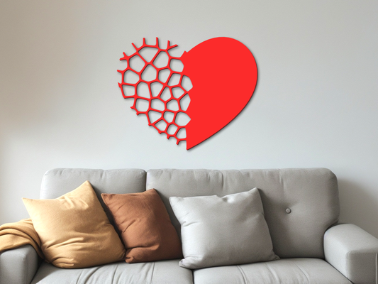 voronoi heart wall art by andor yoko models red mathematics maths beautiful 3d print model - Mito3D