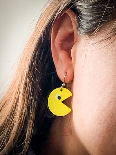 pac man boucle d'oreille by coquille muny mode boucles d'oreilles 3d print model - Mito3D