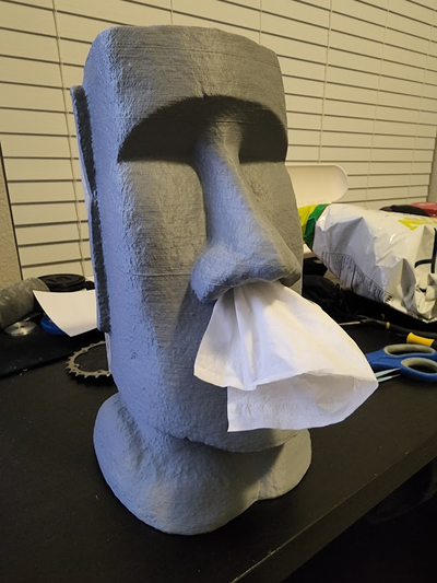 moai standing tissue box improved to fit x1 p1 remixed by diggle art sculptures dispenser kleenex 3d print model - Mito3D