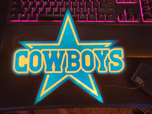 dallas cowboy guidato lightbox by ronzoguy domestico arredamento luce scatola calcio notte sport texas regalo 3d print model - Mito3D