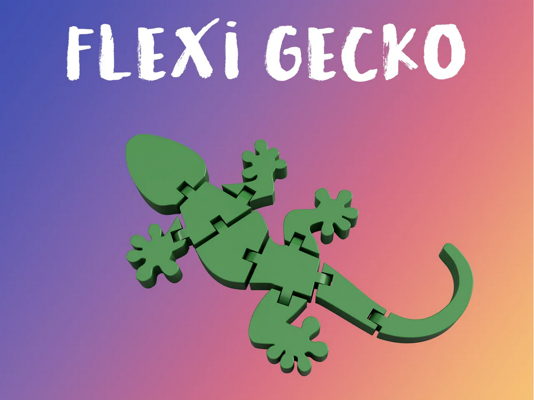 flexi gecko by 3d jouets jeux souple animal compagnie lézard jouer 3D print model - Mito3D