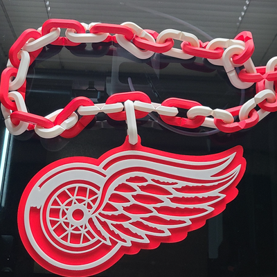 detroit redwings pendant by abc3dprints hobby & diy sport outdoors red wings hockey town nhl logo chain 3d print model - Mito3D