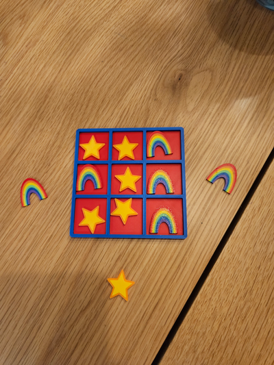 tique tac tor arco iris by lonergan89 brinquedos jogos borda dedo pé estrela jogo tabuleiro 3d print model - Mito3D