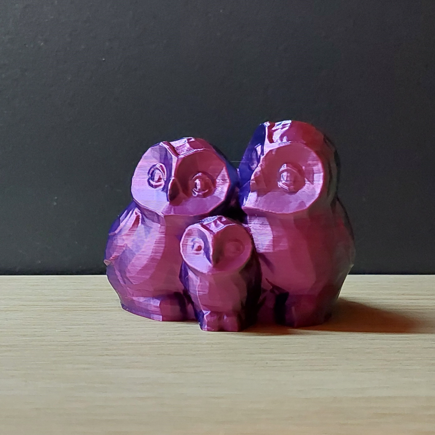 gufo famiglia poli by piersonnico miniature animali hibou lowpoly animale 3D print model - Mito3D