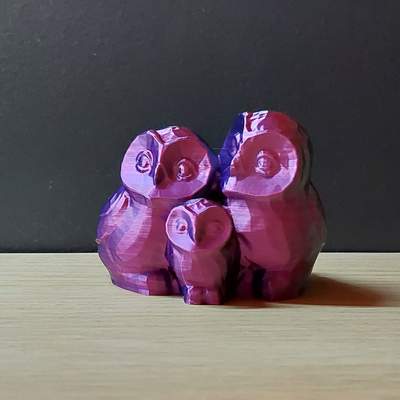 gufo famiglia poli by piersonnico miniature animali hibou lowpoly animale 3d print model - Mito3D