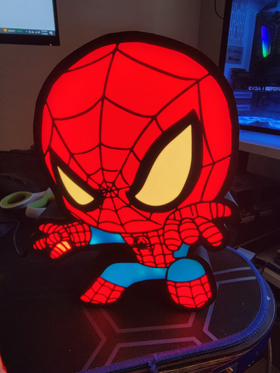 chibi uomo ragno guidato luce scatola by ronzoguy arte segni loghi spider man lightbox meraviglia 3d print model - Mito3D