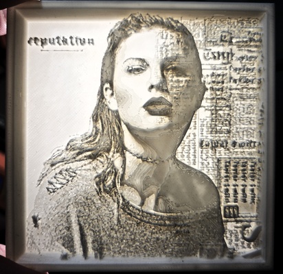 taylor swift reputation album cover lithopane by gage's gallery art models music taylorswift swiftie eras 3d print model - Mito3D