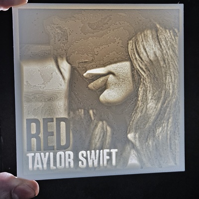 taylor swift red album cover thick 6mm lithopane by gage's gallery art models taylorswift swiftie eras 3d print model - Mito3D